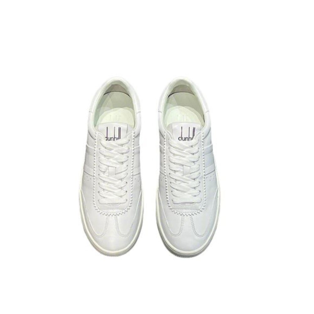 Dunhill Mens Suede Stitching Sneakers White